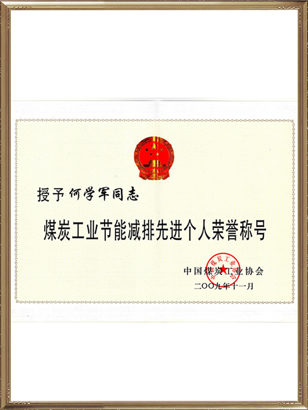 何學(xué)軍-煤炭工業(yè)節(jié)能減排個(gè)人榮譽(yù)稱(chēng)號(hào)
